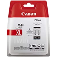 Canon PGI-570 XL 2 Cartuchos de tinta BK XL para Impresora de Inyeccion Pixma TS5050-5055-5053-5051-6050-6052-6051-8050…